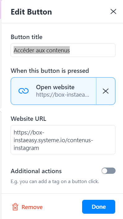 automatiser bouton manychat